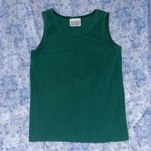 Vintage Ribbed Forest Green Tank Mori Kei Slytherin Aesthetic Punk Dark Academia